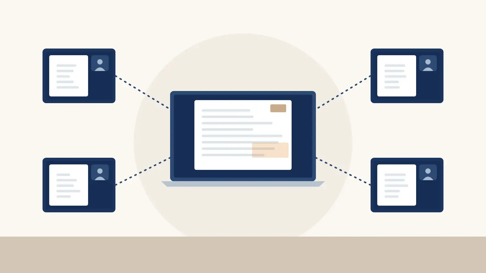 Illustration of one exhibit shared from a laptop to four remote participants' screens